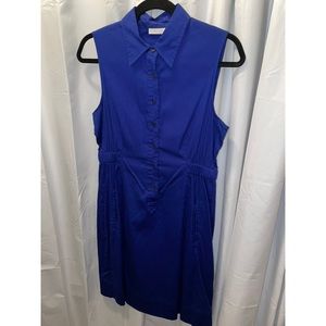 Royal blue collared button down shirt dress